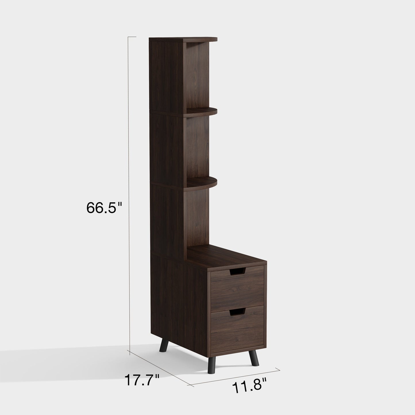 Yowos Tall Bedside Table Bookshelf with Drawers