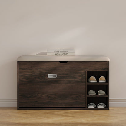 Yowos Entryway Shoe Storage Bench With Flip Drawer