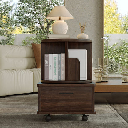 Yowos Bedside Night Stand with Storage Drawers Rotating Side Table