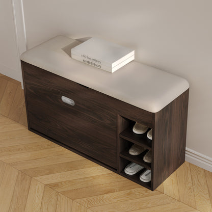 Yowos Entryway Shoe Storage Bench With Flip Drawer