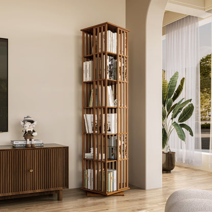 Yowos 6 Tiers Mid Century Narrow Rotating Bookcase Living Room