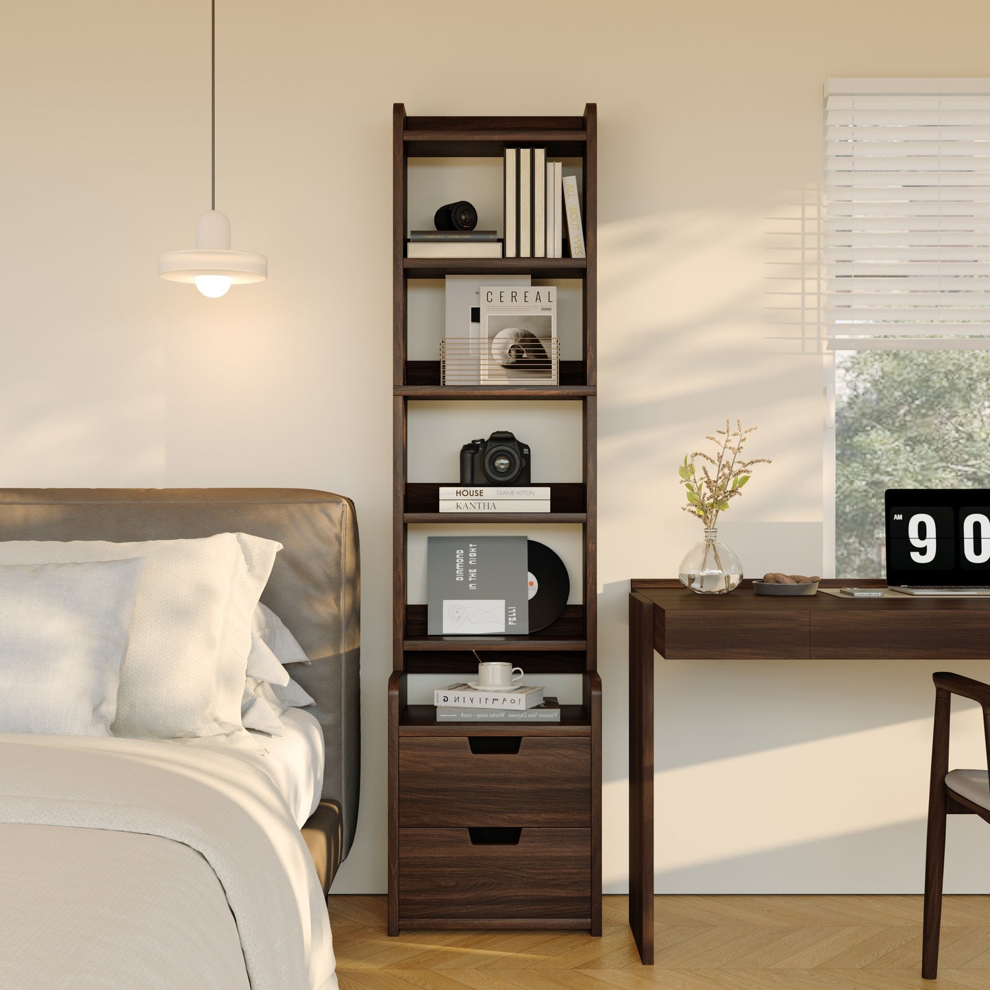 Yowos Tall Nightstand for Bedrooms with Storage Rack
