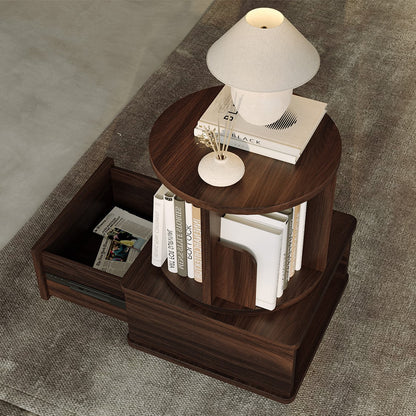 Yowos Bedside Night Stand with Storage Drawers Rotating Side Table