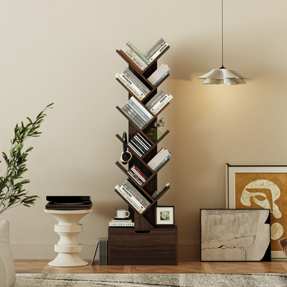 Yowos Vertical Tree Shaped Bookcase with Storage Cabinet