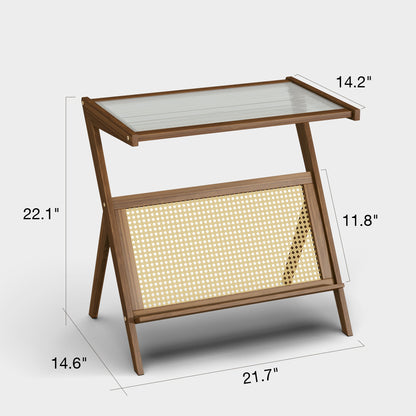 Yowos Z Shaped Sofa End Table Coffee Table Glass Top