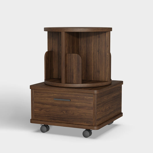 Yowos Bedside Night Stand with Storage Drawers Rotating Side Table