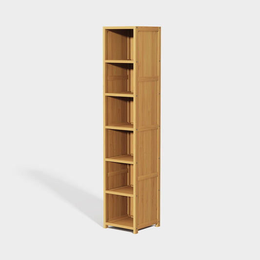 Yowos Tall Narrow Bookshelf with Storage Space