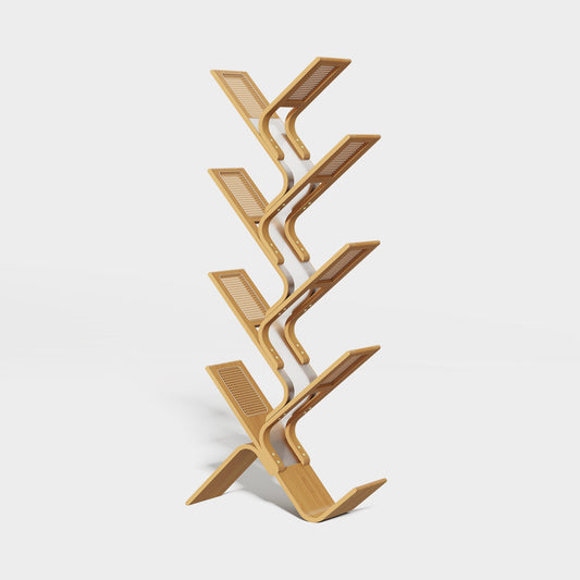 Yowos Rattan Tree Bookcase Display Storage Rack