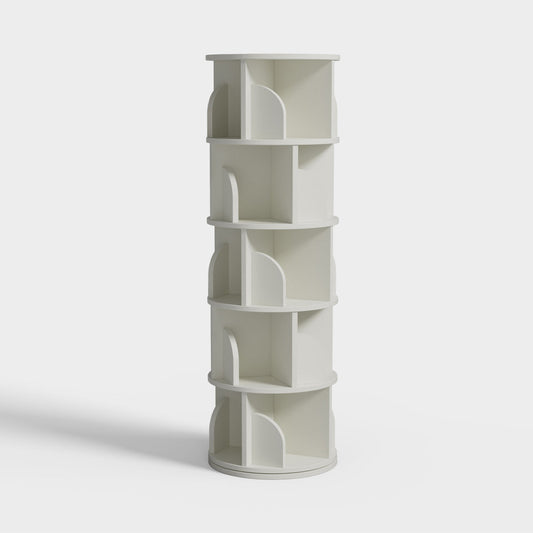 Yowos White Rotating Bookshelf 360 Degree Storage Rack