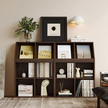 Yowos Wooden Literature Floor Bookcase With Magazine Rack