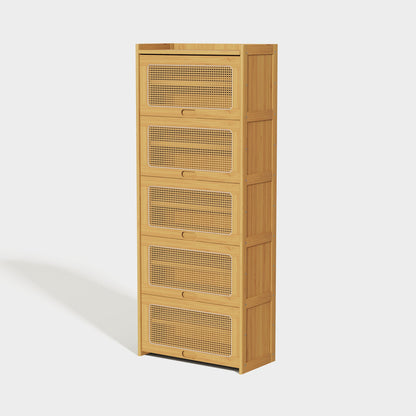 Yowos Large Capacity Rattan Shoe Cabinet with Flip Doors