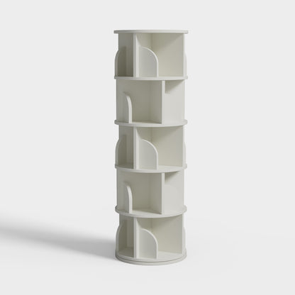 Yowos White Rotating Bookshelf 360 Degree Storage Rack