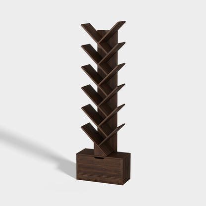 Yowos Vertical Tree Shaped Bookcase with Storage Cabinet
