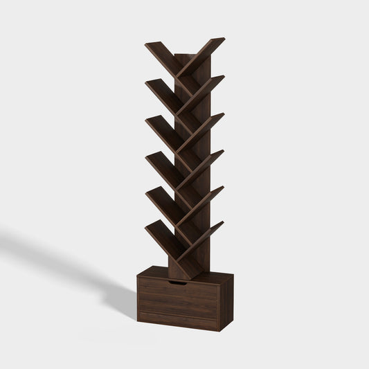Yowos Vertical Tree Shaped Bookcase with Storage Cabinet