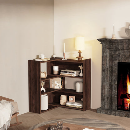 Yowos 4-Tier Deformable Corner Bookcase for Storage Display