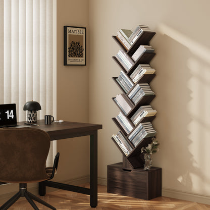 Yowos Vertical Tree Shaped Bookcase with Storage Cabinet