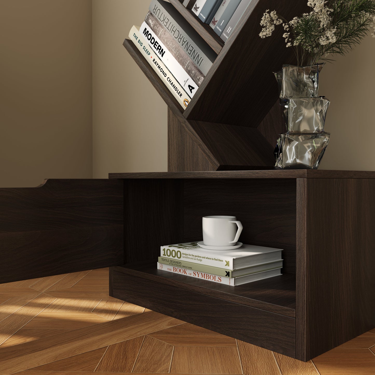 Yowos Vertical Tree Shaped Bookcase with Storage Cabinet