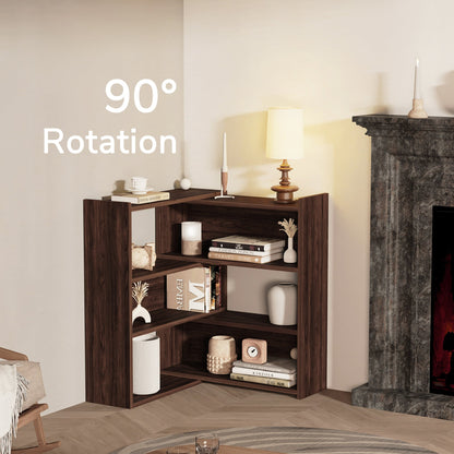 Yowos 4-Tier Deformable Corner Bookcase for Storage Display