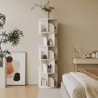 Yowos White Rotating Bookshelf 360 Degree Storage Rack