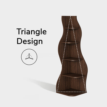 Yowos 5 Tiers Vintage Wood Tall Corner Bookshelf