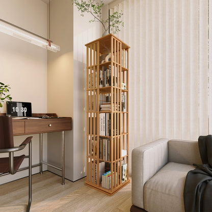 Yowos 6 Tiers Mid Century Narrow Rotating Bookcase Living Room