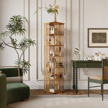 Yowos 6 Tiers Mid Century Narrow Rotating Bookcase Living Room