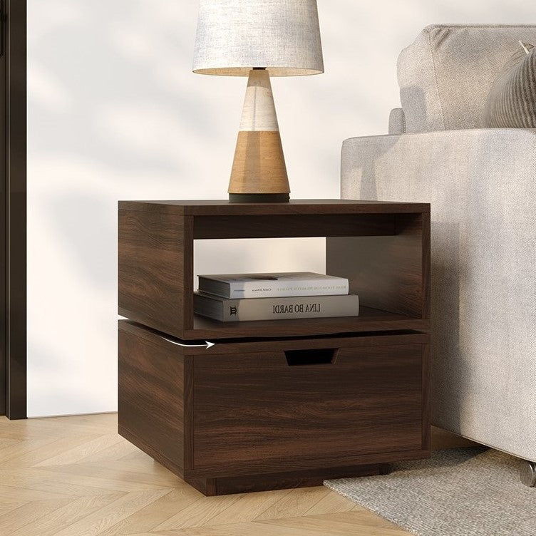 Yowos 2-Tier Square Rotating Accent Bedside Table