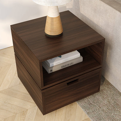 Yowos 2-Tier Square Rotating Accent Bedside Table