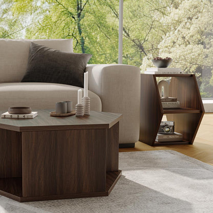 Yowos Hexagonal Multifunctional End Table with Open Storage