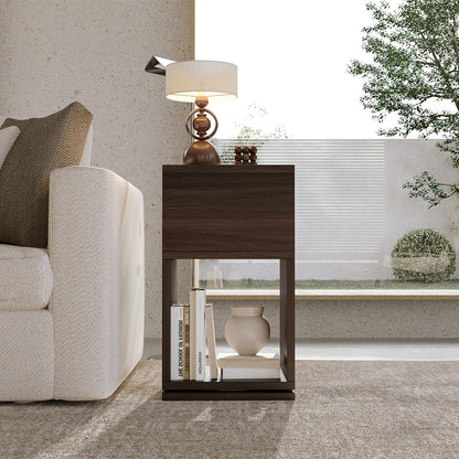Yowos Rotating End Table with Open Shelf