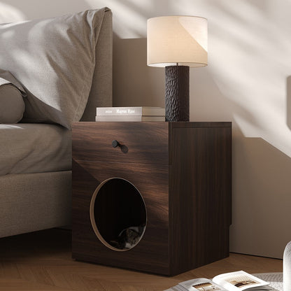 Yowos Wood Bedside Table Cat House