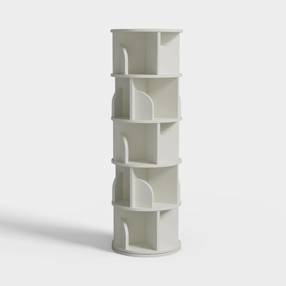 Yowos White Rotating Bookshelf 360 Degree Storage Rack