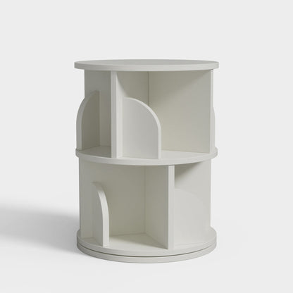 Yowos White Rotating Bookcase 360 Degree Small Bookshelf