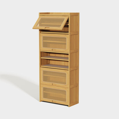 Yowos Large Capacity Rattan Shoe Cabinet with Flip Doors