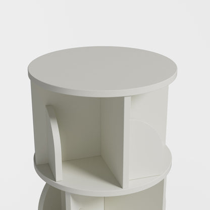 Yowos White Rotating Bookshelf 360 Degree Storage Rack