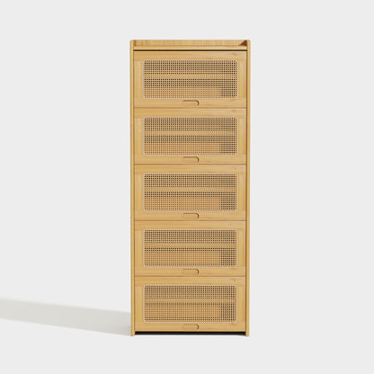 Yowos Large Capacity Rattan Shoe Cabinet with Flip Doors