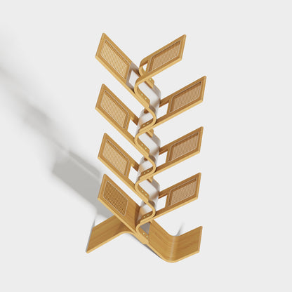 Yowos Rattan Tree Bookcase Display Storage Rack