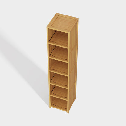 Yowos Tall Narrow Bookshelf with Storage Space