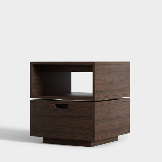 Yowos 2-Tier Square Rotating Accent Bedside Table