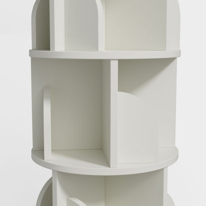Yowos White Rotating Bookshelf 360 Degree Storage Rack