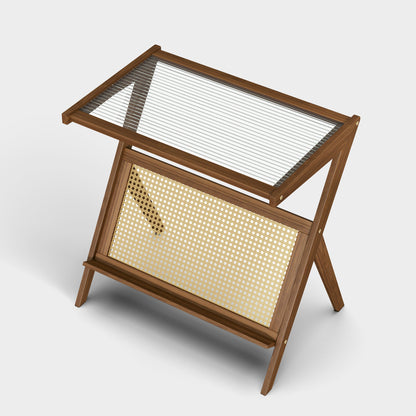 Yowos Z Shaped Sofa End Table Coffee Table Glass Top