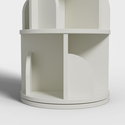 Yowos White Rotating Bookshelf 360 Degree Storage Rack
