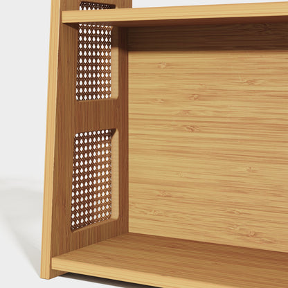 Yowos Rattan Desktop Bookcase Organizer Display Rack