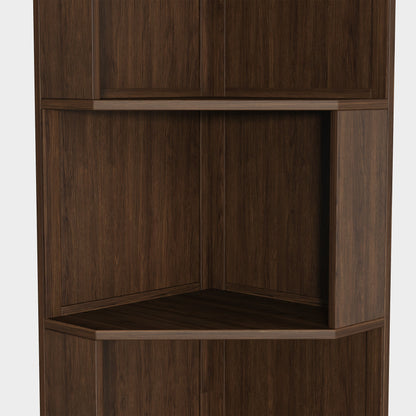 Yowos Mid Century Corner Bookcase for Small Spaces