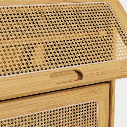 Yowos Large Capacity Rattan Shoe Cabinet with Flip Doors