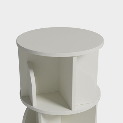 Yowos White Rotating Bookcase 360 Degree Small Bookshelf