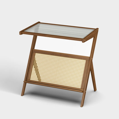 Yowos Z Shaped Sofa End Table Coffee Table Glass Top