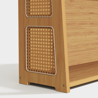 Yowos Rattan Desktop Bookcase Organizer Display Rack