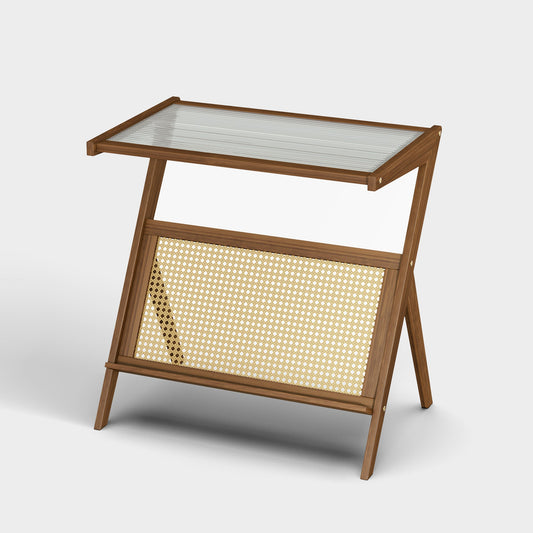 Yowos Z Shaped Sofa End Table Coffee Table Glass Top