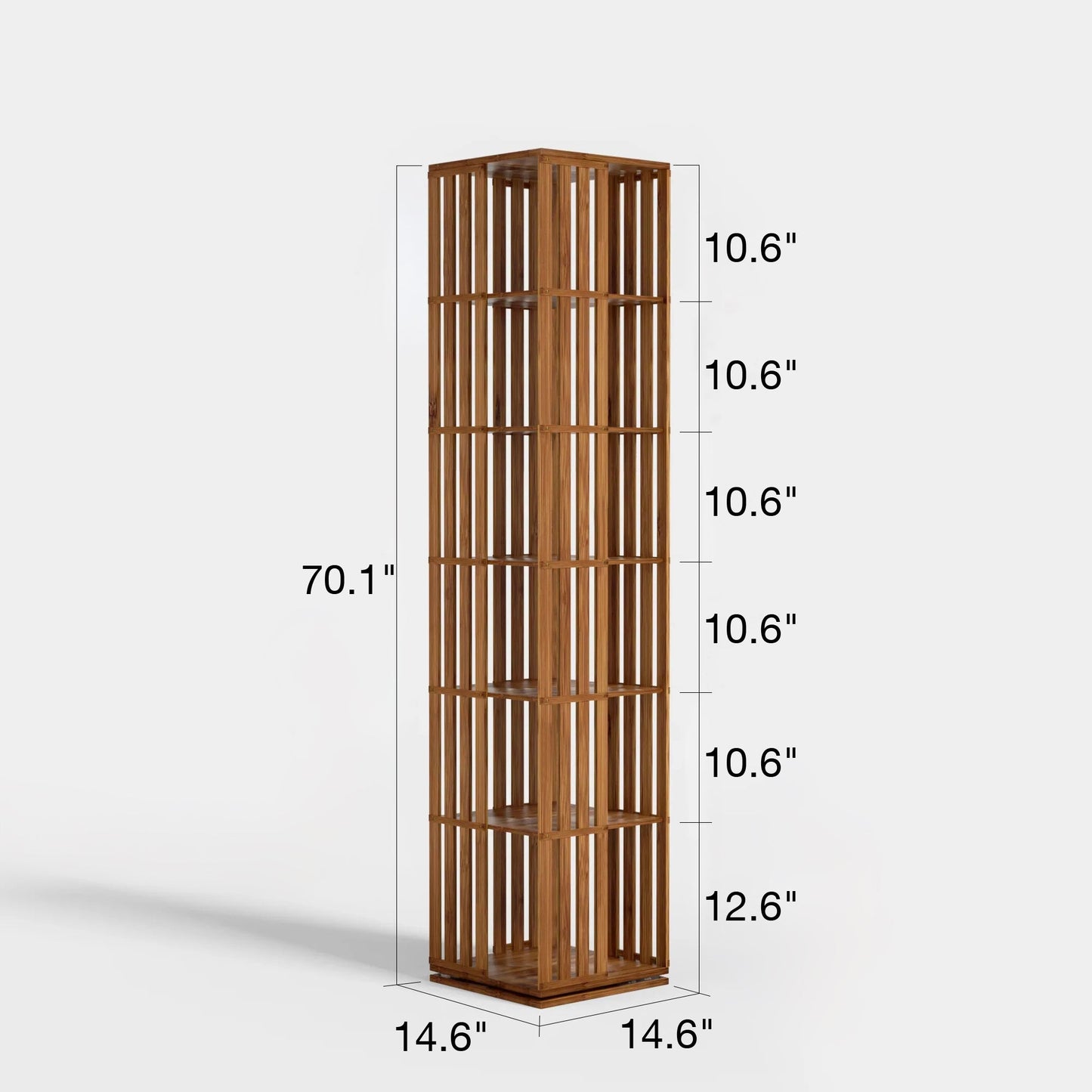 Yowos 6 Tiers Mid Century Narrow Rotating Bookcase Living Room